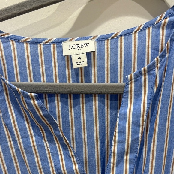 J. Crew Blue and White  and tan Striped dress - Picture 2 of 5
